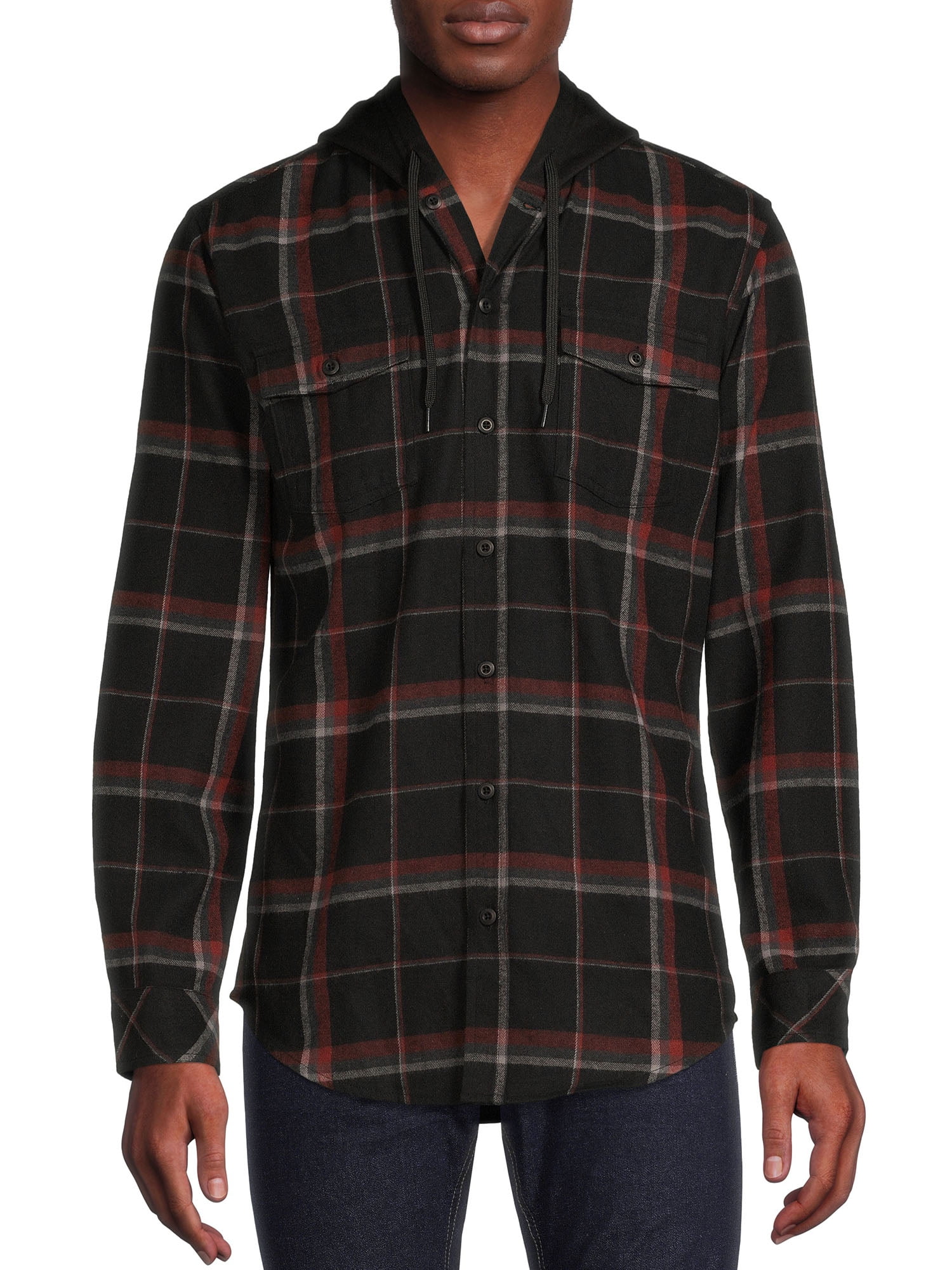Burnside Men's Plaid Hooded Flannel Shirt, Sizes S-2XL - Walmart.com