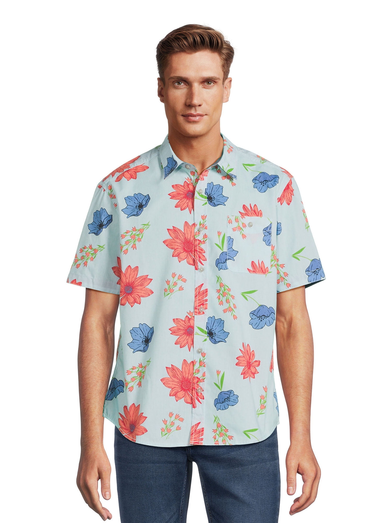 シャツ Pleddy Paddle Pocket Short Sleeve Shirt (3color) Burnside Men's Printed Woven Top with Short Sleeves, Sizes S