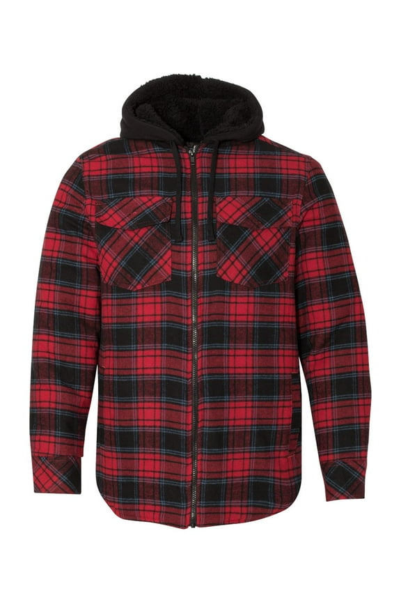 Men's Quilted Flannel Full-Zip Hooded Jacket, Style 8620