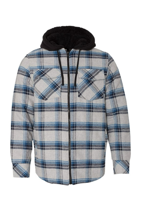 Men's Quilted Flannel Full-Zip Hooded Jacket, Style 8620