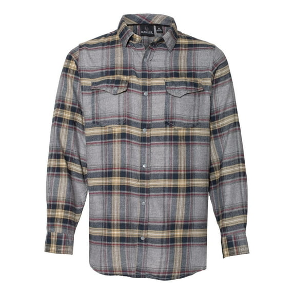 Burnside Men's Snap-Front Flannel Shirt 2XL LIGHT GREY