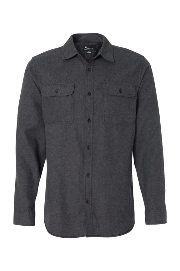 Men's Solid Flannel Shirt - CHARCOAL - 3XL