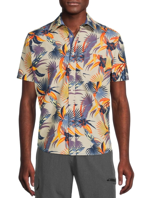 Men's Woven Hawaiian Button Down Shirt