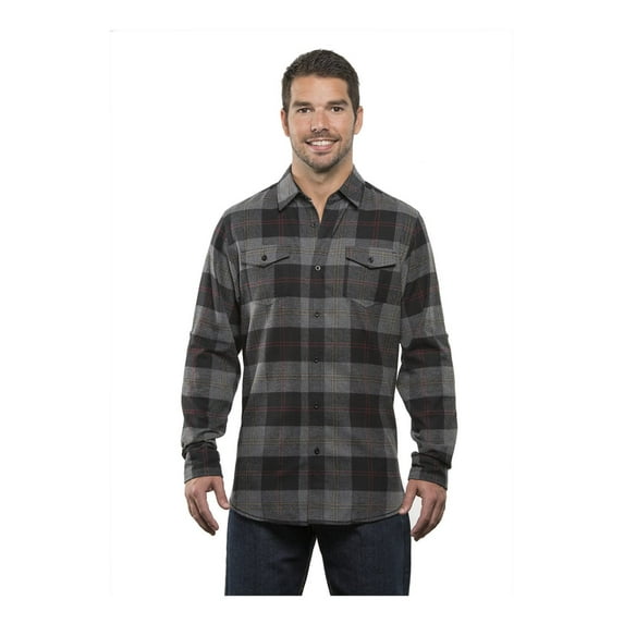 Burnside Men's Yarn-Dyed Long Sleeve Flannel Shirt, Black/Steel, M