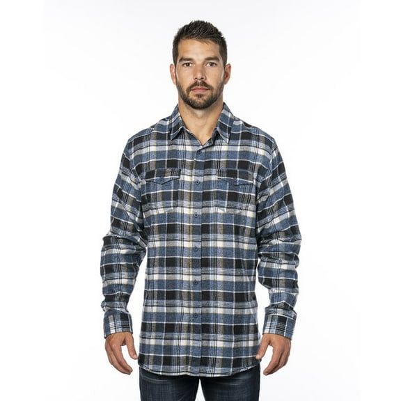 Burnside Men's Yarn-Dyed Long Sleeve Flannel Shirt, Blue, 3XL