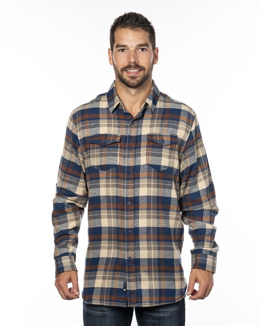 Burnside Men's Yarn-Dyed Flannel Shirt - Long Sleeve Crimson Plaid, 2XL - View #4