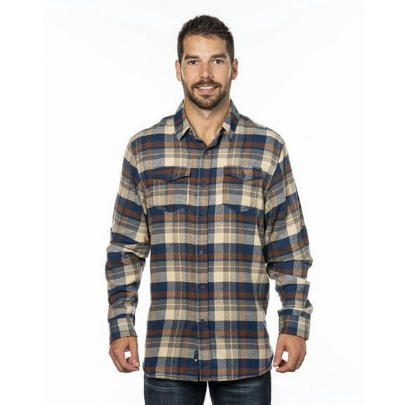 Burnside Men's Yarn-Dyed Long Sleeve Flannel Shirt, Brown, 3XL