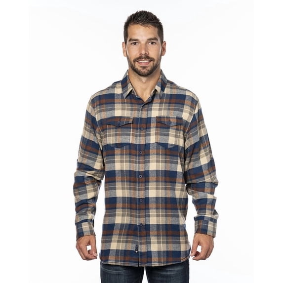 Burnside Men's Yarn-Dyed Long Sleeve Flannel Shirt, Brown, S