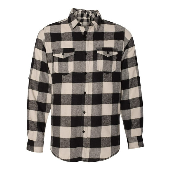 Burnside Men's Yarn-Dyed Long Sleeve Flannel Shirt, Ecru Black, XL