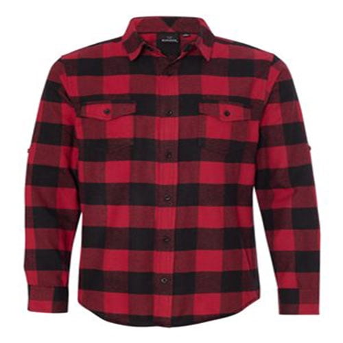 Burnside Men's Yarn-Dyed Flannel Shirt - Long Sleeve Crimson Plaid Shirt With Flap Pockets & Adjustable Cuffs - View #10