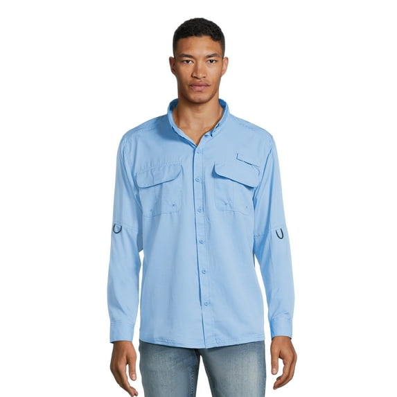 Burnside Men's and Big Men's Long Sleeve Utility Shirt with Pockets, Sizes M-2XL