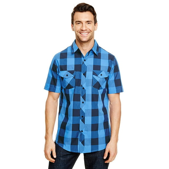 Burnside Mens Buffalo Plaid Woven Shirt 3XL Black/Blue