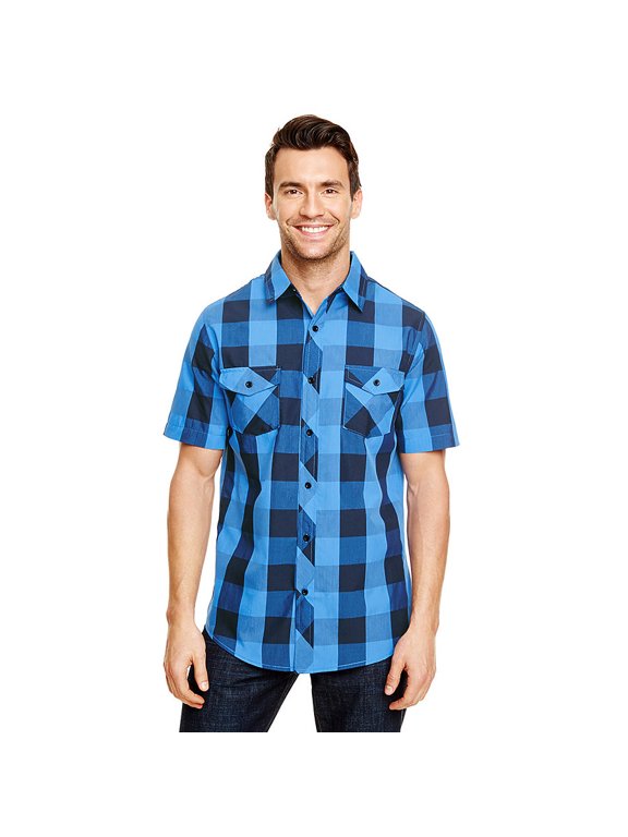 Mens Buffalo Plaid Woven Shirt 3XL Black/Blue