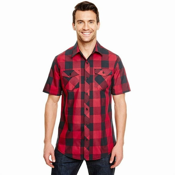 Burnside Men's Short Sleeve Buffalo Plaid Shirt
