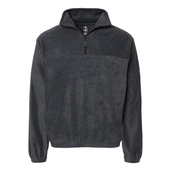 Burnside Mens Polar Fleece Quarter-Zip Pullover, 5XL, Heather Charcoal
