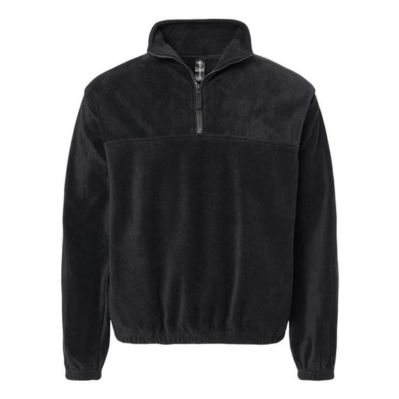 Burnside Mens Polar Fleece Quarter-Zip Pullover, L, Black