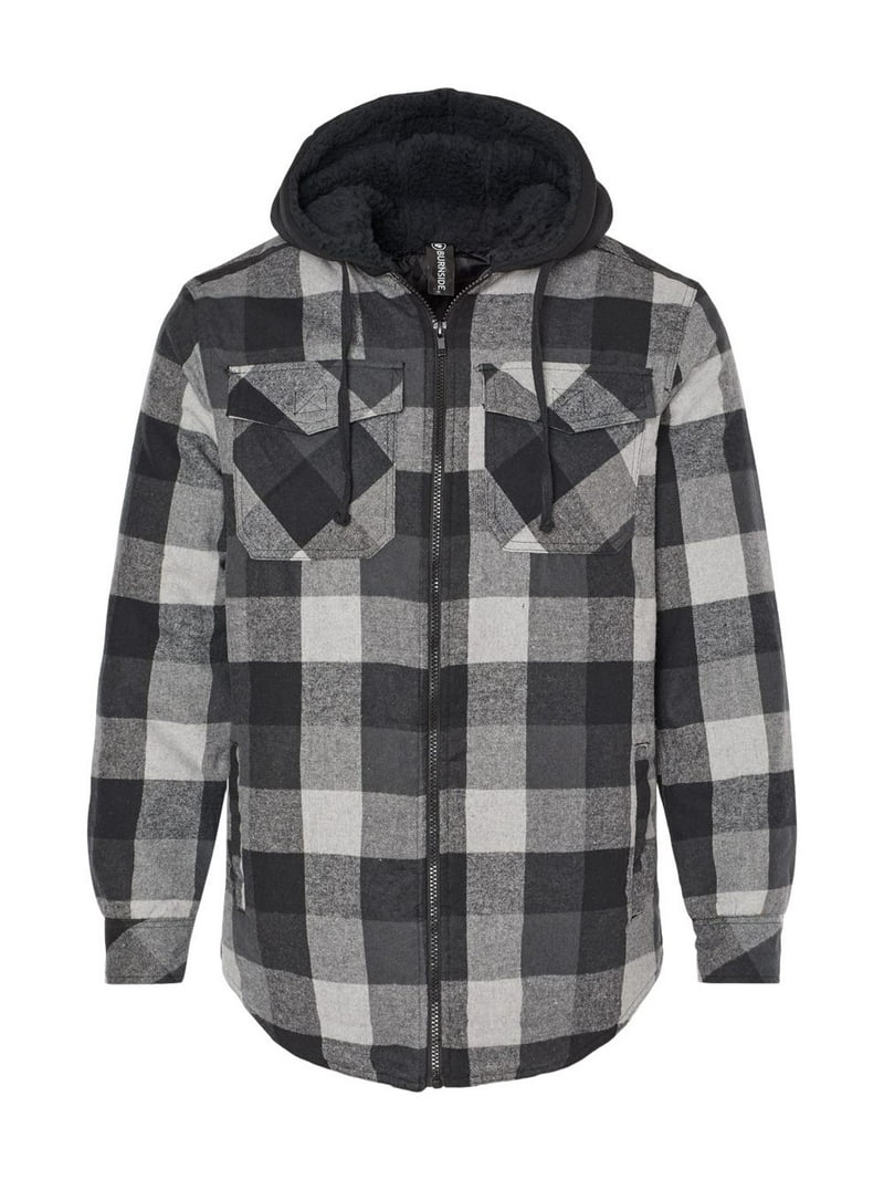 Burnside Men's Quilted Flannel Full-Zip Hooded Jacket, Zipper
