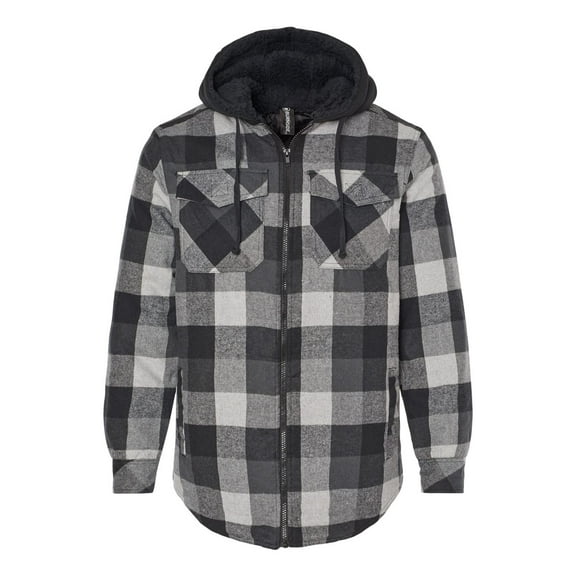 Burnside Mens Quilted Flannel Full-Zip Hooded Jacket