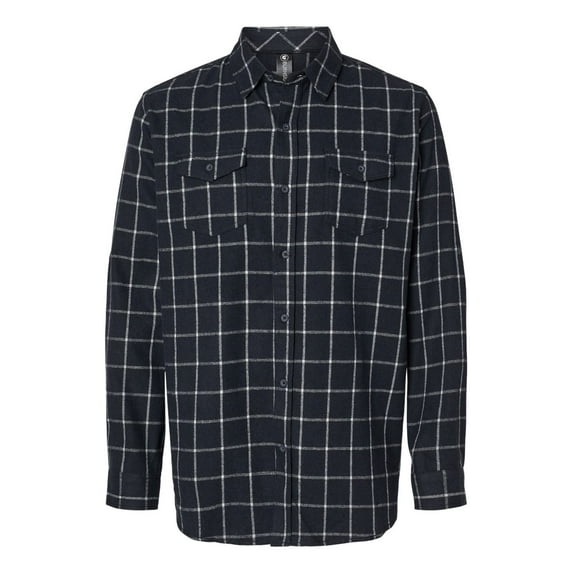 Burnside Mens Yarn-Dyed Long Sleeve Flannel Shirt, S, Navy-White
