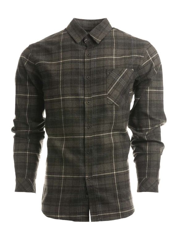 Open Pocket Long Sleeve Flannel Shirt 8212 Charcoal/ Blue 3XL