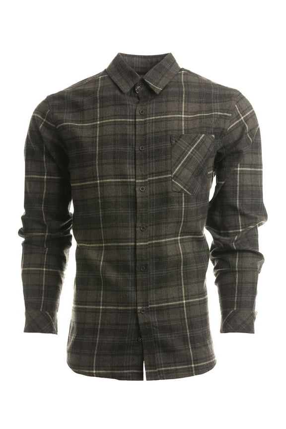 Open Pocket Long Sleeve Flannel Shirt 8212 Charcoal/ Blue 3XL