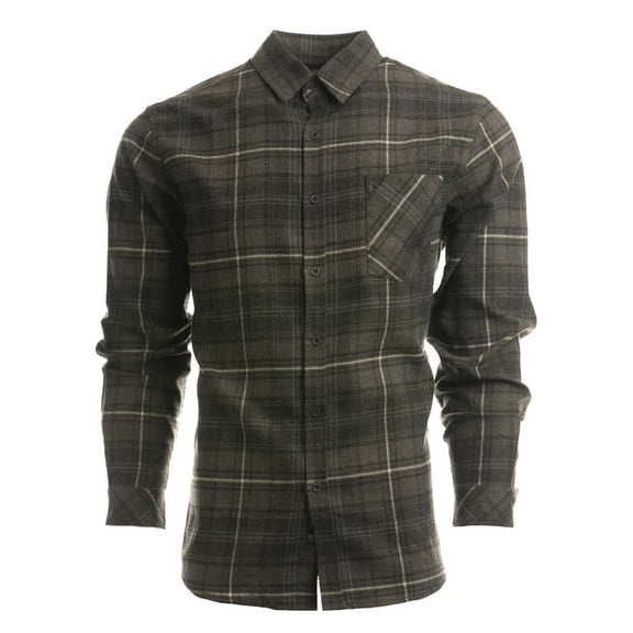 Burnside - Open Pocket Long Sleeve Flannel Shirt - 8212 - Charcoal/ Blue - Size: L