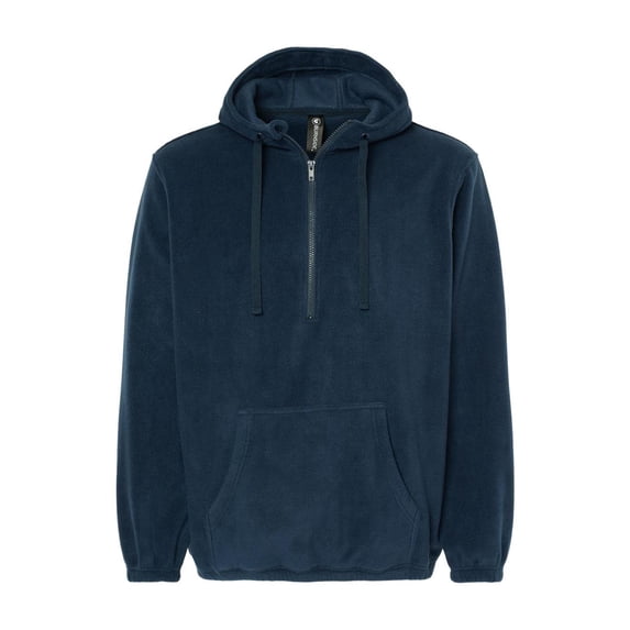 Burnside - Polar Fleece Quarter-Zip Hooded Pullover - 3600 - Navy - Size: L