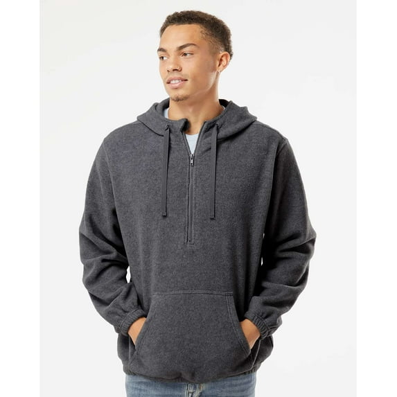 Burnside Polar Fleece Quarter-Zip Scuba Hooded Pullover