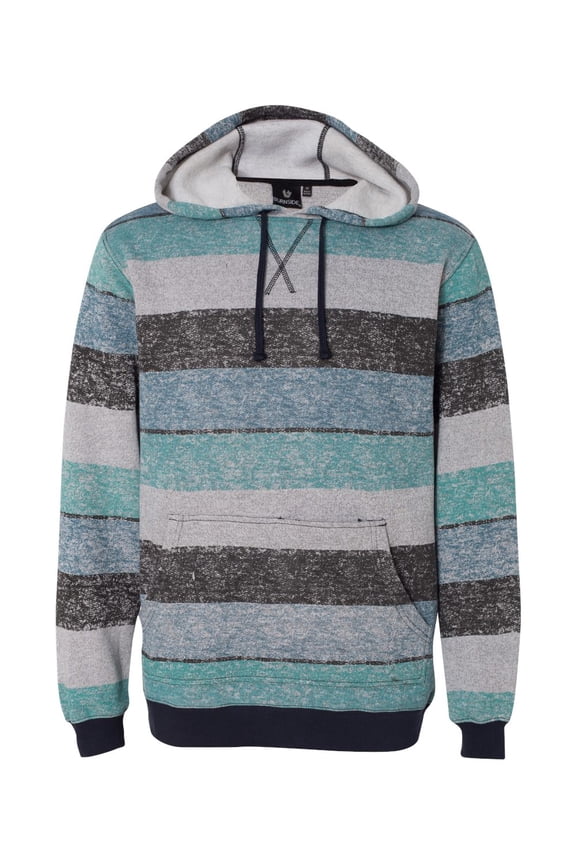 Printed Striped Fleece Sweatshirt.B8603 - X-Large - Light Blue/Black