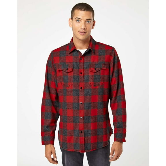Burnside Snap Front Long Sleeve Plaid Flannel Shirt