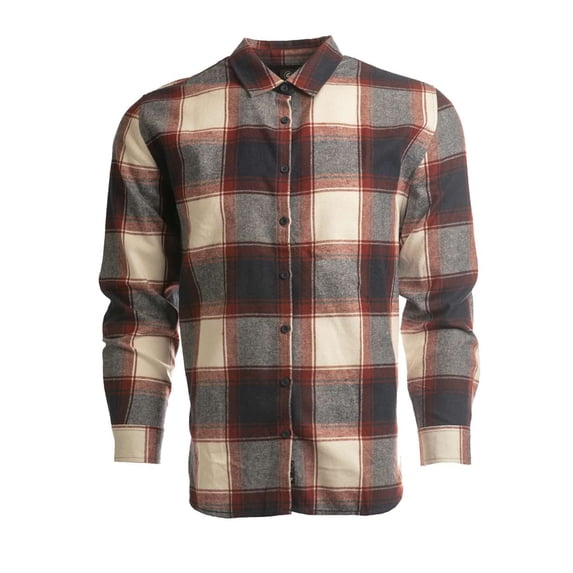 Burnside Women's No Pocket Yarn-Dyed Long Sleeve Flannel Shirt XL Crimson/Ecru