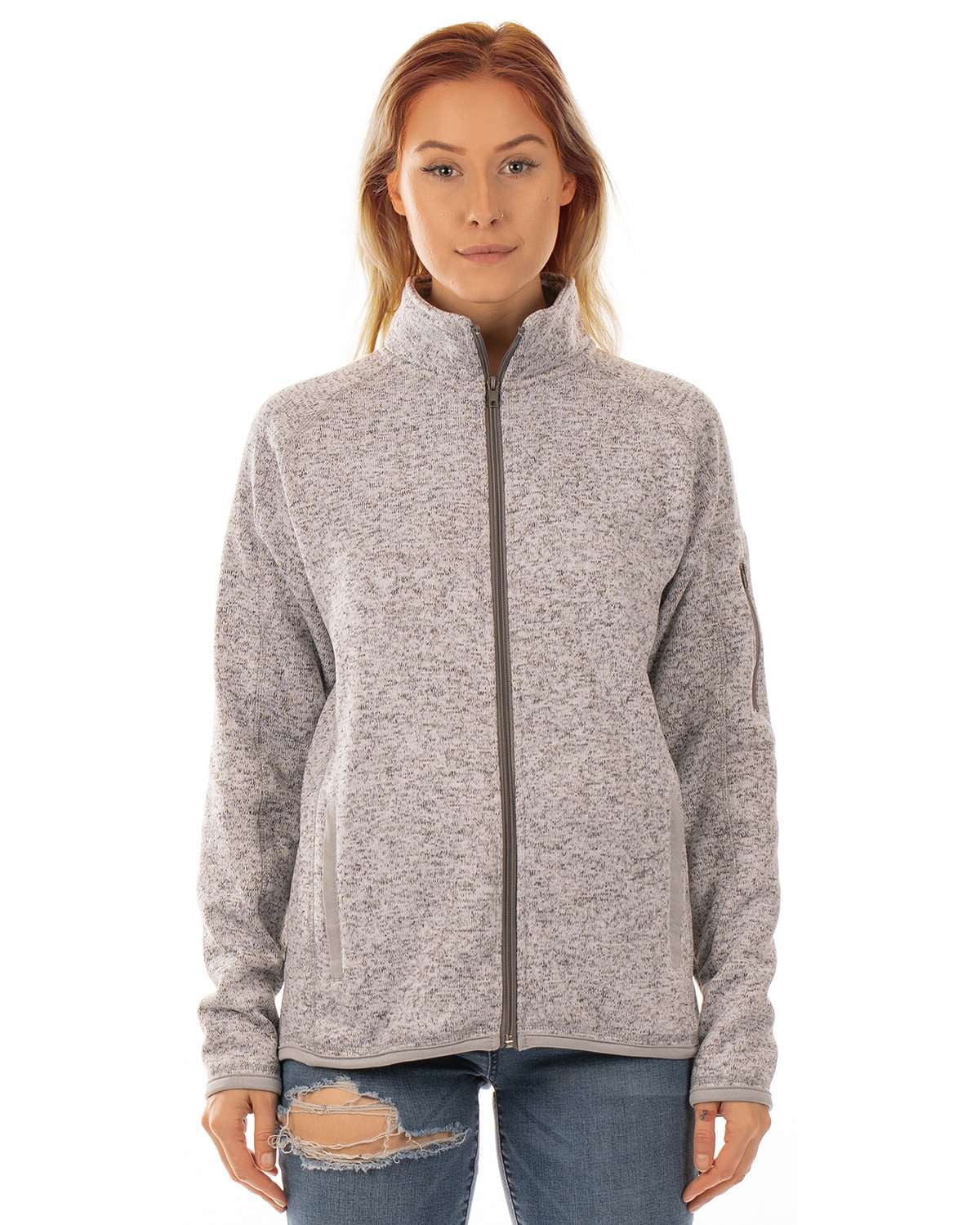 Burnside Women's Sweater Knit Jacket 5901 Heather Grey Size S