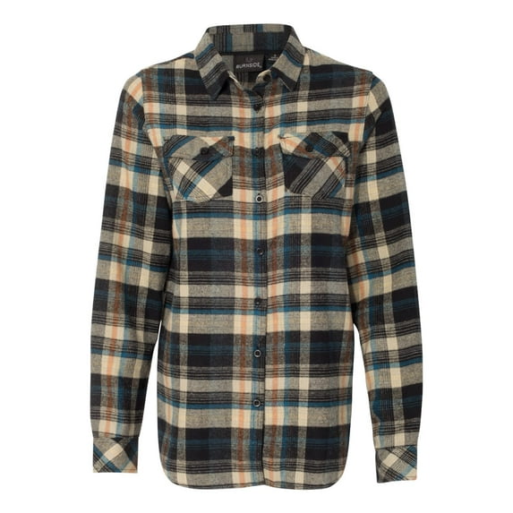 Burnside Women's Yarn-Dyed Long Sleeve Flannel Shirt Size up to 3XL