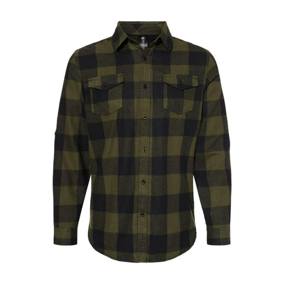 Burnside - Yarn-Dyed Long Sleeve Flannel Shirt - 8210 - Army/ Black - Size: 3XL