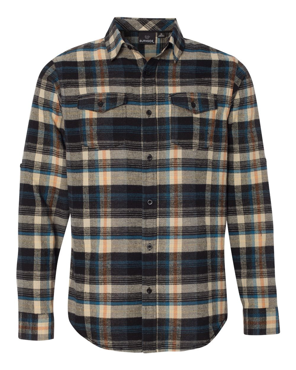 Men's Button Down Long Sleeve Flannel Shirt (Army, Large