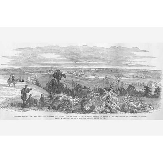 Burnside's Headquarters overlooking Fredericksburg from Falmouth Heights-Fine Art Canvas Print (20" x 30")
