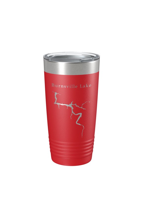 Burnsville Lake Map Tumbler Travel Mug Insulated Laser Engraved Coffee Cup West Virginia 20 oz Red