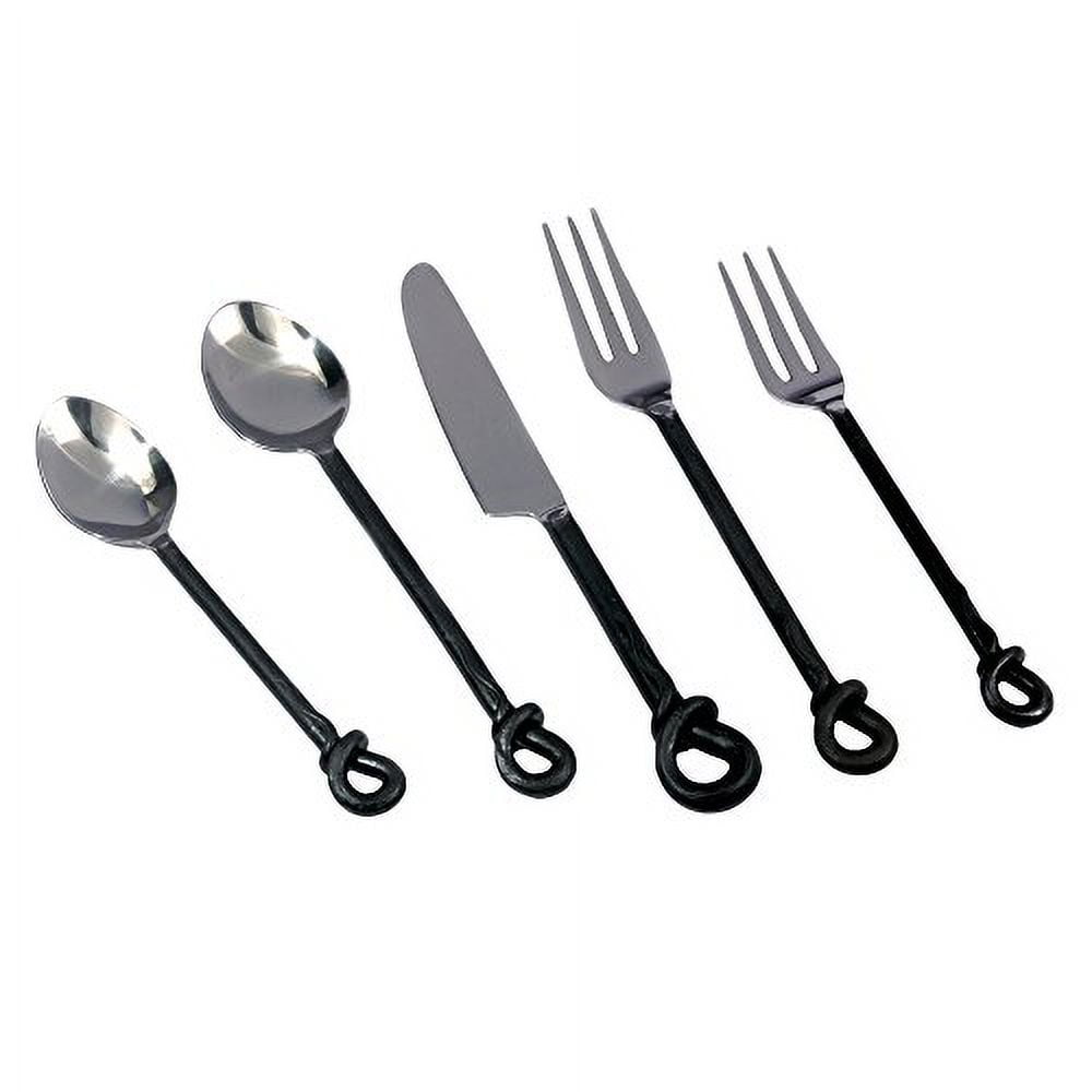 Black Silverware Set for 8 Modern Stainless Steel Flatware Set 40-Piece  Tableware Cutlery Set for Wedding Guests Kitchen Reusable,Satin Finish