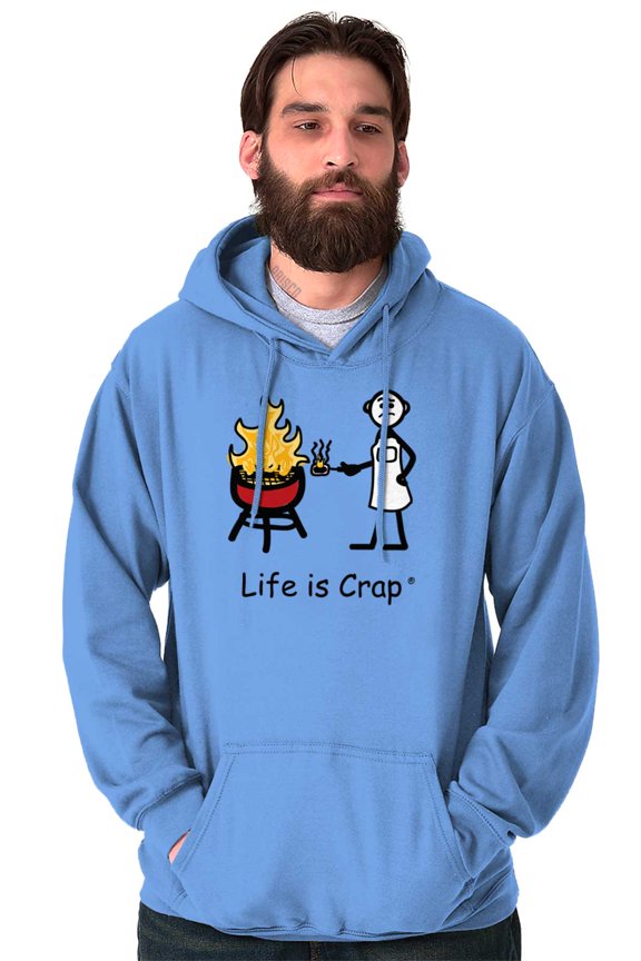 Burnt Burger BBQ Fire Funny Grilling Hoodie Hooded Sweatshirt Men Brisco Brands L