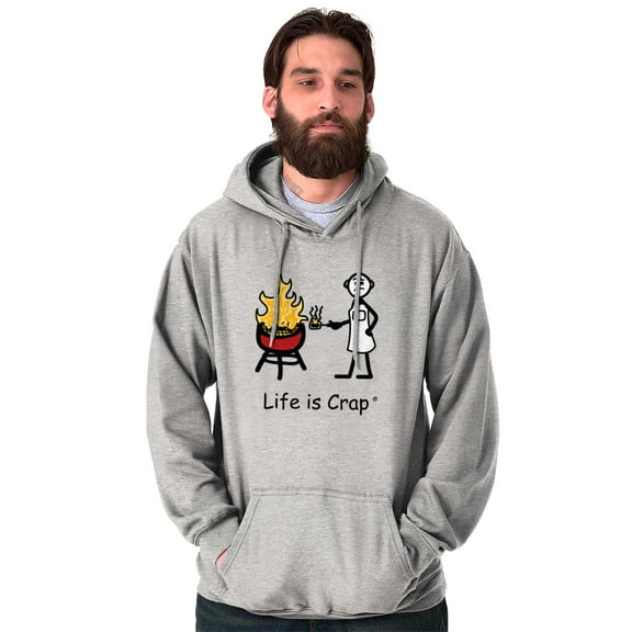 Burnt Burger BBQ Fire Funny Grilling Men's Big & Tall Graphic Hoodie Brisco Brands 3X