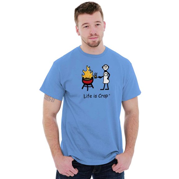 Burnt Burger BBQ Fire Funny Grilling Men's Graphic T Shirt Tees Brisco Brands S