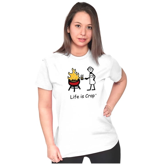 Burnt Burger BBQ Fire Funny Grilling Womens Fitted Plus Size Graphic Tee Brisco Brands 2X