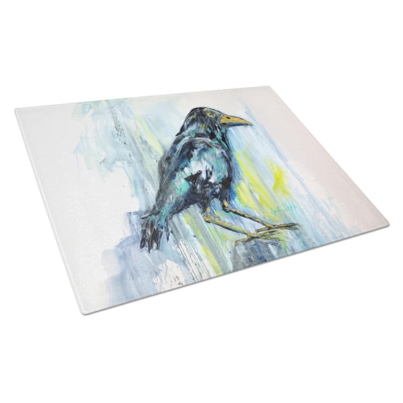 Burnt Corn Crow Glass Cutting Board 12 in x 15 in