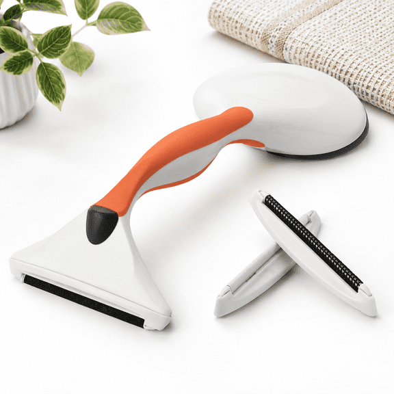 Burnt Orange 2-in-1 Fabric Shaver and Lint Brush, Manual Fuzz and Lint Remover