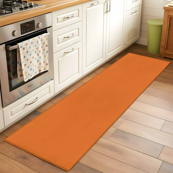 Burnt Orange 2x6 Kitchen Runner Rug, Farmhouse Solid Orange Color ...