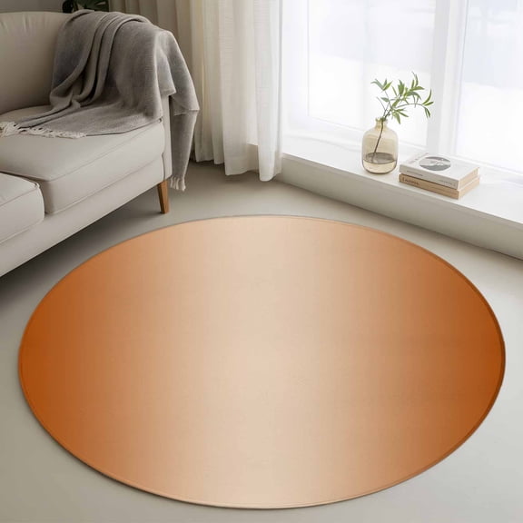 Burnt Orange 3FT Round Area Rugs for Living Room Ombre Solid Color Gradient Modern Art Ultra-Thin Non-Slip Round Rugs Machine Washable Low Pile Circle Carpet for Bedroom Kitchen Nursery