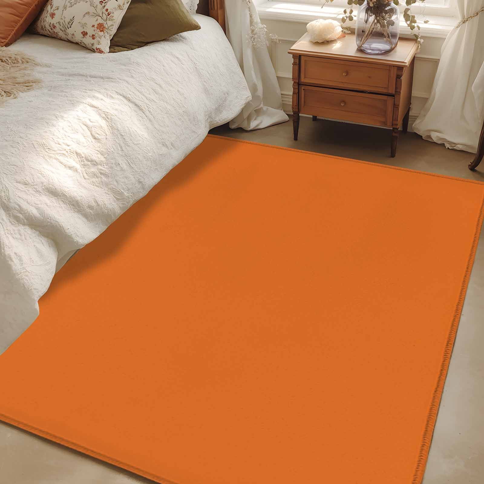 Burnt Orange 3x5 Area Rugs, Farmhouse Solid Orange Color Modern Art Non — free download