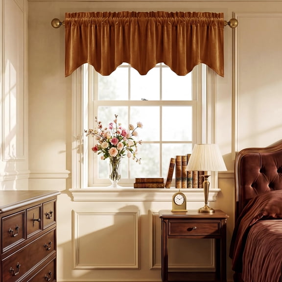 Burnt Orange 52"W x 18"L (Pack of 1) Window Valance Curtain for Living Room Bathroom Basement Kitchen