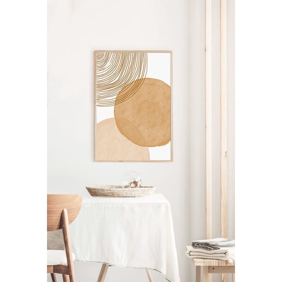 Burnt Orange Abstract Art Poster Boho Terracotta Decor, 24x36 UNFRAMED