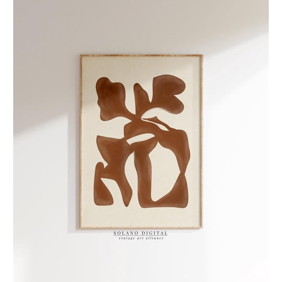 Burnt Orange Abstract Art Print Terracotta Organic Shapes, Unframed Canvas 8x10in